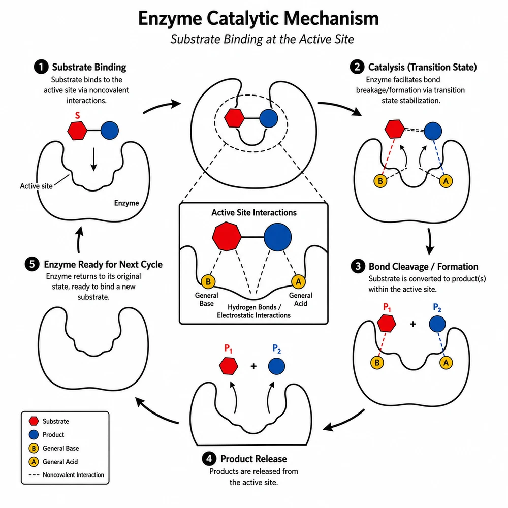 The same mechanism diagram recolored with a high-contrast palette for projection